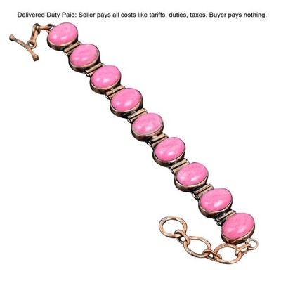 Thulite Bracelet Copper Bracelet Adjustable Chain Bracelet Real Gemstone Jewelry