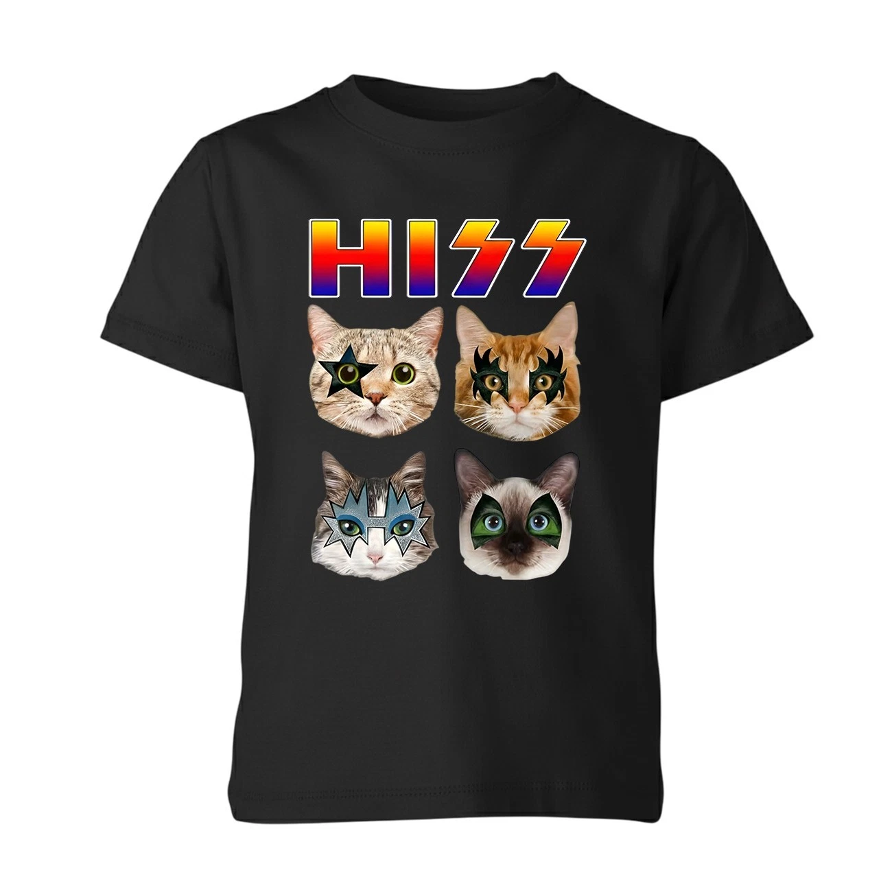 Funny Cat Hiss Rock and Roll Kids T-Shirt for Cats Lovers