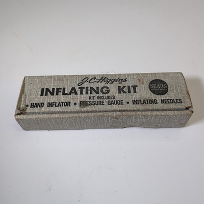 #ad VTG JC Higgins Sears Inflating Kit Hand inflator Milton pressure gauge needles $29.99