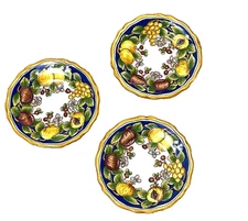3 Ceramiche Casola Plates Fruit Design Round 8 3/4 in Pottery Positano made