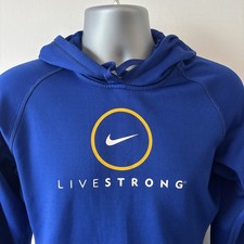 Nike Livestrong Mens Therma Fit Hoodie Sweatshirt Blue Yellow Size S