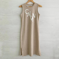 Calvin Klein  Beige heather midi sleeveless sweatshirt CALVIN graphic dress S