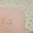 Handmade Crib Baby Girl Quilt Reversible Pink Embroidered Cats & Bunnies Floral