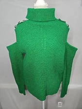 I.N.C. International Concepts Women's Turtleneck Cold-Shoulder Sweater Pine XL. 