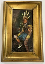 Native American Oil Painting “Blue Skirted Matachin Dancer” by Bill Rakocy