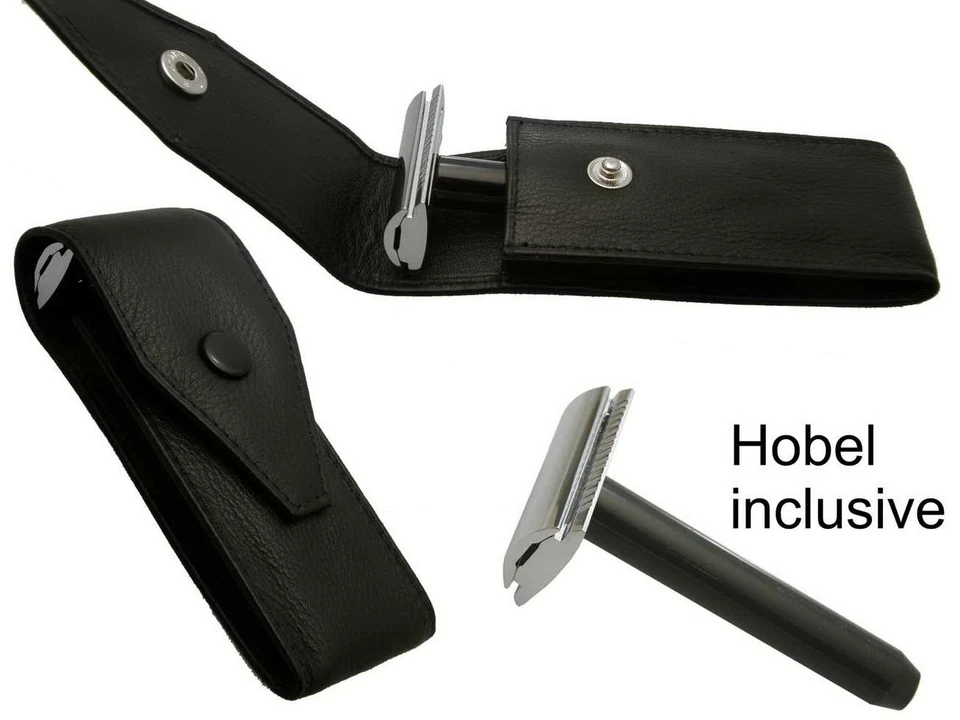 Dr. Dittmar Reise-Rasierset Hobel mit echt Leder Etui Rasierer + Klinge Germany