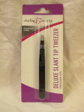 Studio35 Deluxe Slant Tip Tweezer Eyebrow Shaping Hair Removal Stainless Steel