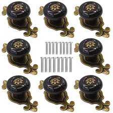 Retro Ceramic Cabinet Knobs 8 Pack Antique Vintage Dresser Knobs with Backpla...