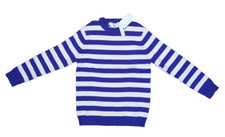H M Youth Girls Blue White Striped Long Sleeve Crew Neck Pullover Sweater 8-10