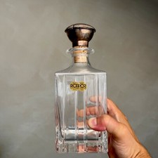 Bottiglia Vintage Cristallo Tappo Argento 800 Whisky Cognac Brandy Modernariato