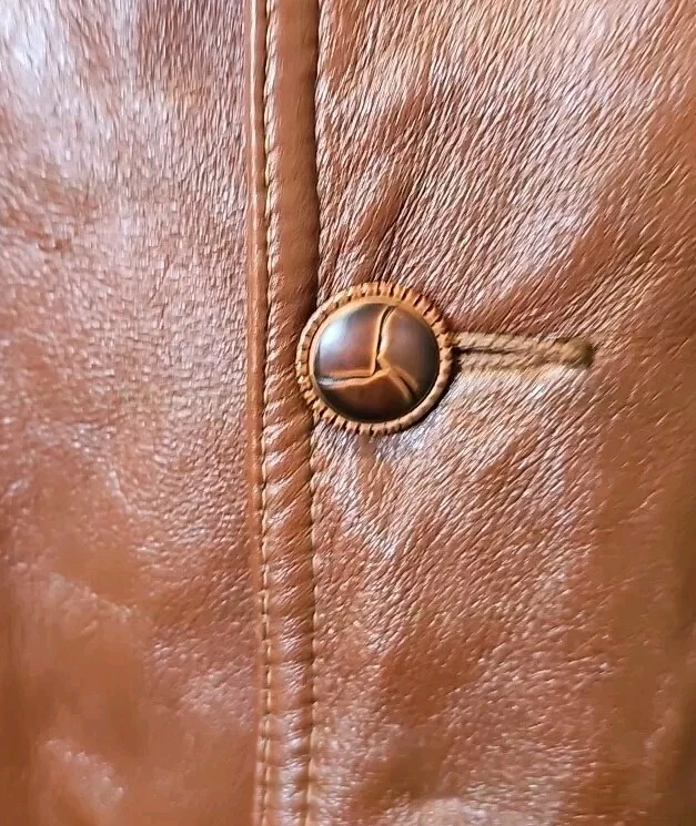 Vintage 70s Vincents Indiana LG  Distressed Brown Leather Button Up Jacket/Coat - Image 3 of 4