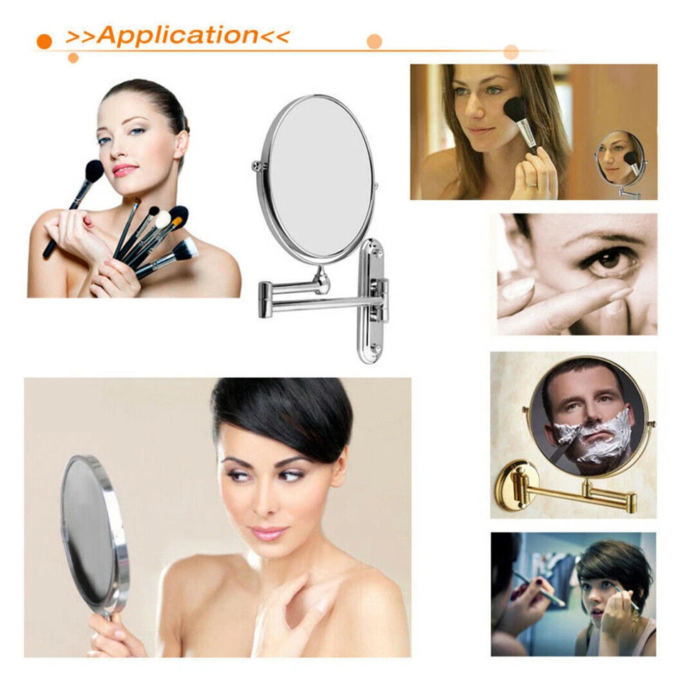 10X Folding Magnifying Vanity Makeup Bathroom Mirror Wall Mounted Swivel Mirror - Image 4 of 4