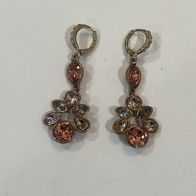Gold-tone and Pink Tonal Crystal Drop Earring