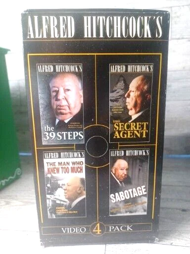 Alfred Hitchcock 4 Pk VHS Tape Box Set Sabotage Secret Agent 1993 Mystery Horror - Image 2 of 4