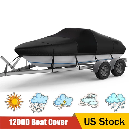 1200D 16-18.5 17-19 20-22FT Boat Cover Fishing Ski V-Hull Trailerable Waterproof - Picture 42 of 42