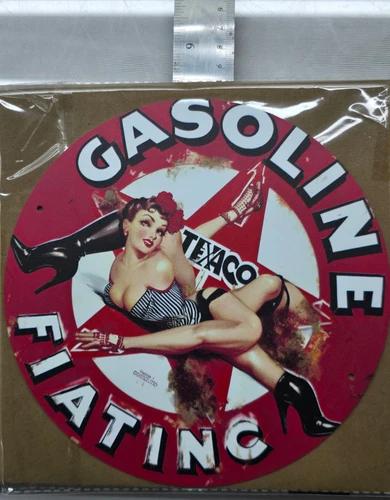VINTAGE TEXACO GASOLINE SIGN PUMP PLATE GAS STATION OIL 7 3/4" x 7 3/4"