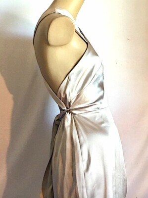 Topshop Womens Taupe Halter Crisscross Front Slit Gown Formal Dress 6 | eBay