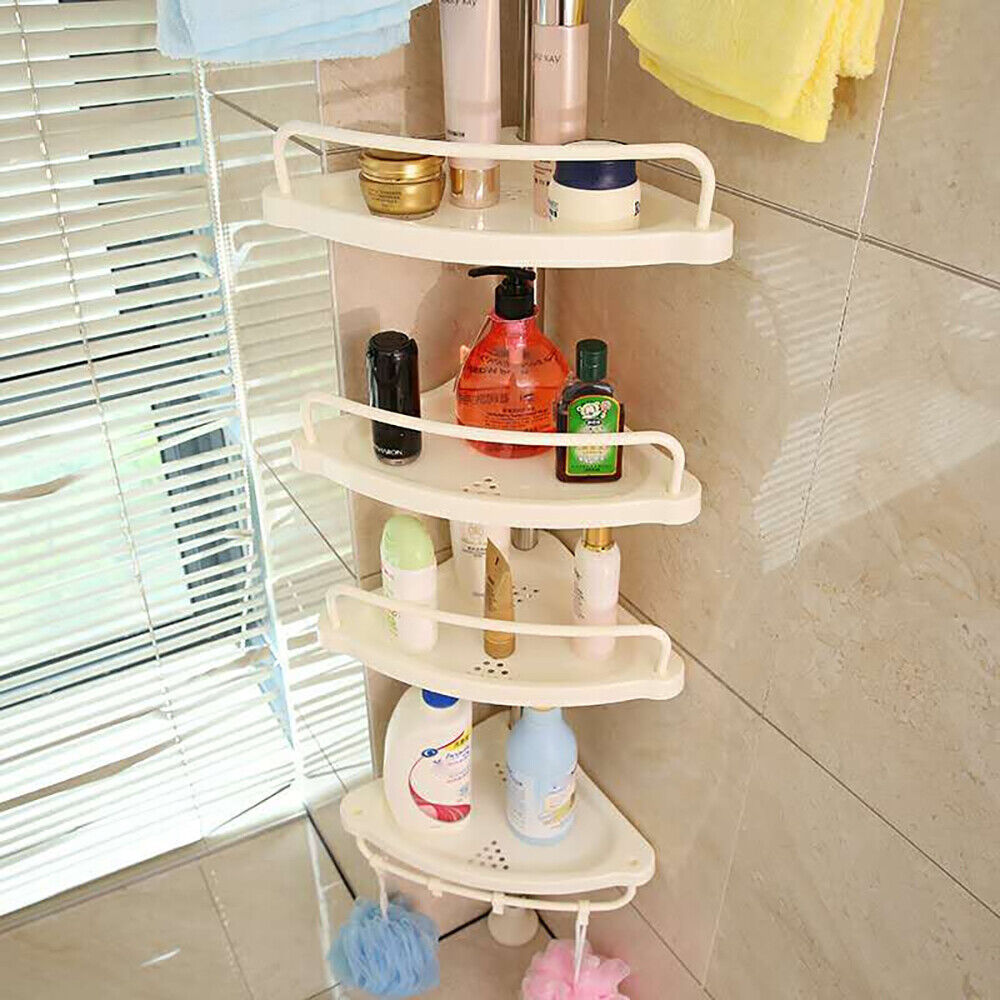 4 Tier Corner Pole Shower Caddy Shelf Rack Kitchen Bathroom