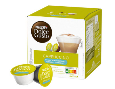 NESCAFE DOLCE GUSTO CAPSULES - CAPPUCCINO UNSWEETENED - 16 PODS = 8 CUPS