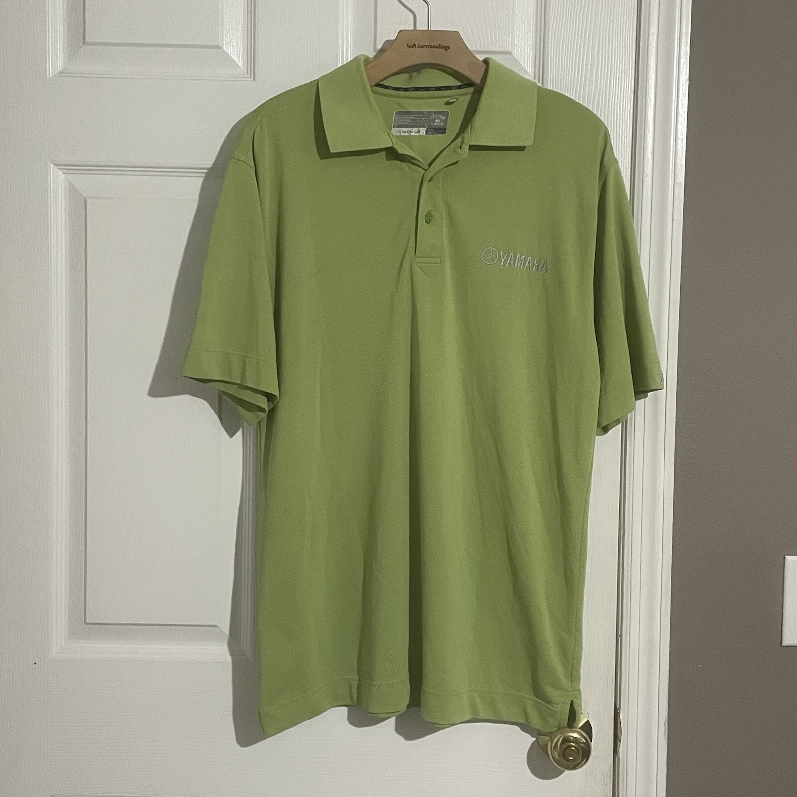 Yamaha Polo Shirt Men's Medium Short Sleeve Green Embroidered Moisture Wicking Breathable Casual Wear