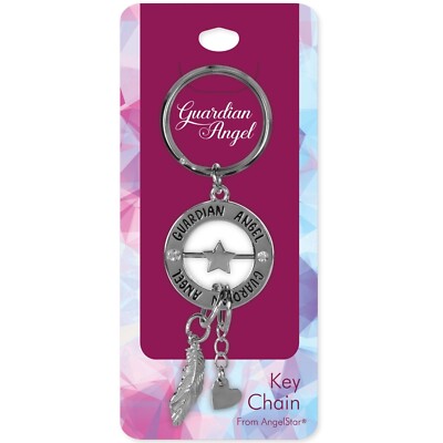 AngelStar Spinner Guardian Angel Key Chain Feather Heart 1223