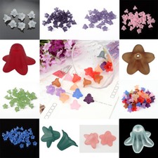 50Pcs Frosted Transparent Acrylic Flower Beads Jewelry Making 16x12mm hole 1.5mm