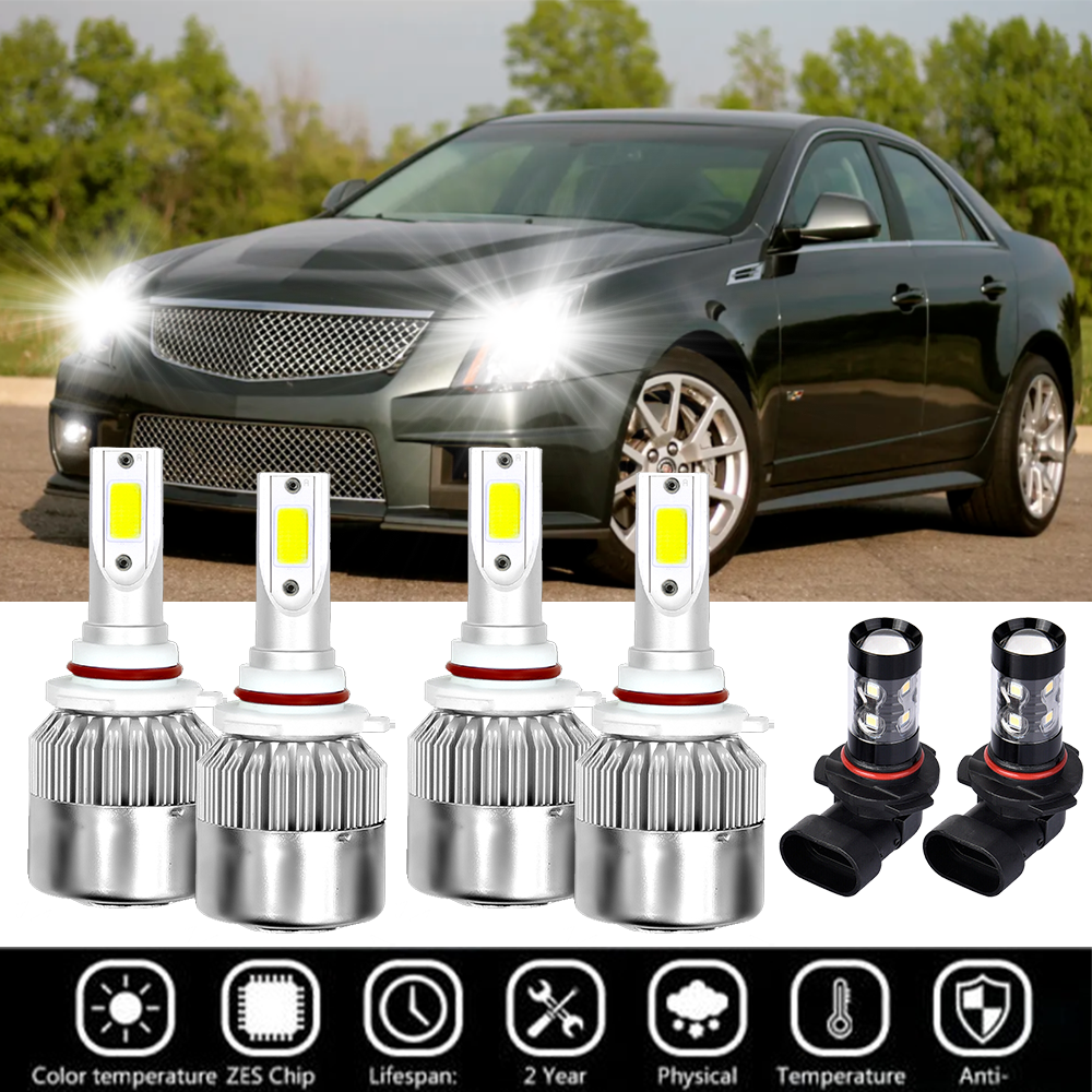 For Cadillac CTS 2003 2004 2005 2006 2007 Combo LED Headlight Fog Light 6*Bulbs
