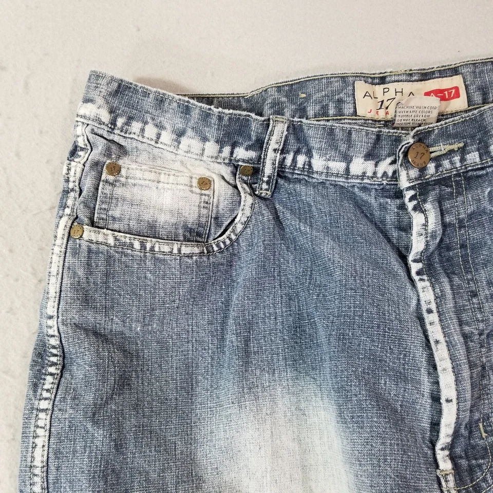 Alpha 17 A-17 Jeans Hombre 38x32 Suelto Suelto Recto Azul Denim Pantalones Y2K Foto 3 de 4