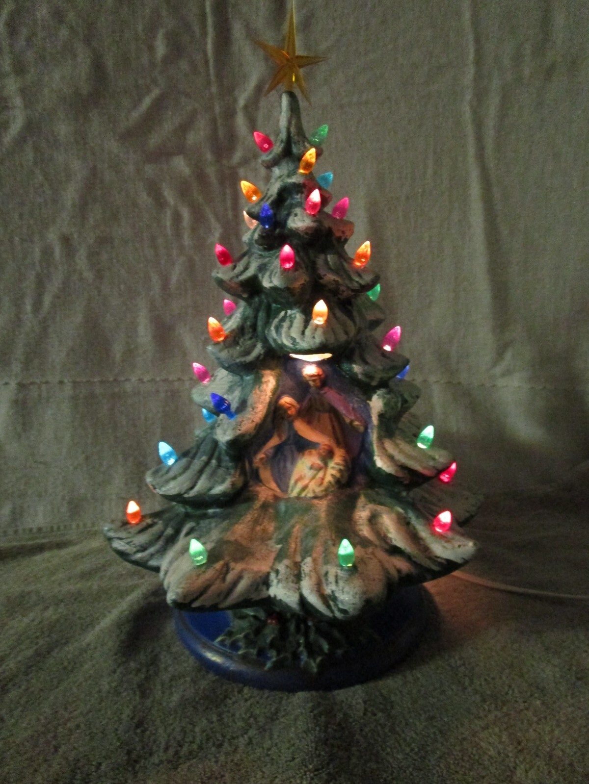 Vintage 1970’s Ceramic Christmas Tree 16" W Nativity Scene, eBay