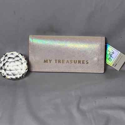 My Treasures Iridescent Gold Purple Travel Jewelry Case NWT Folding Vacation Bag