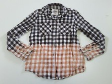 Upcycled Distressed Bleached Hand Dyed Ombre Country Grunge Rockabilly Shirt S