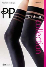 Pretty Polly 80 Denier 3 Banded Hold Ups  Black Size OS  UNBOXED  FREE P&P