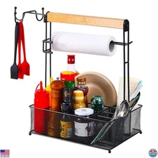 Ultimate Grill Caddy - Versatile BBQ Organizer with Mesh Basket, Hooks & Towel