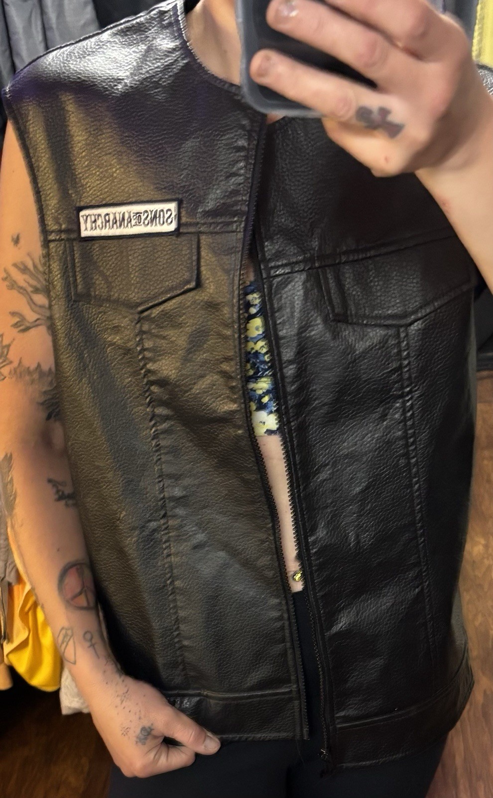 Sons of Anarchy Biker Vest SOA Motorcycle Club Genuine Black