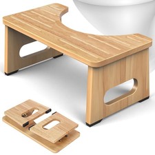Foldable Toilet Stool 7 Inch Bamboo - 300lb Load Capacity for Better Pooping