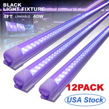 12 Pack 4Ft Linkable UV Bar LED T8 Black light Integrated Single Fixture 40W