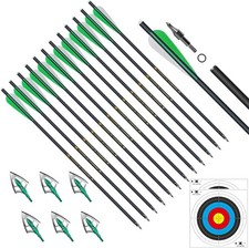 SALE 12Pcs 20" Crossbow Bolts Carbon Arrow Archery Half Moon Nock Hunting Season