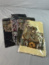vintage paisley scarf lot of 4 boho retro floral polyester new 35"x36"