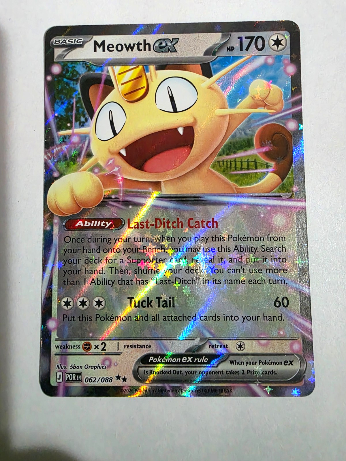 Pokemon Perfect Order Meowth EX 62/88 Double Rare NM