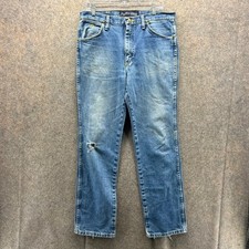 Wrangler Jeans Mens 33x32 Blue Denim Cowboy Cut 936 Slim USA Fabric Vintage Ligh
