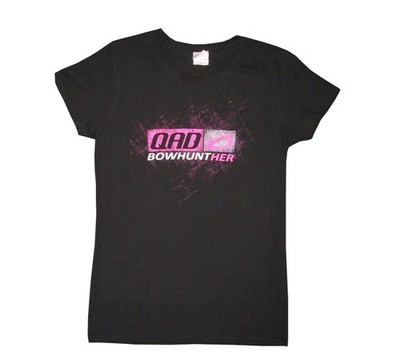 Quality Archery Designs (QAD) Ladies BowhuntHer Short Sleeve Tee Shirt (Black)