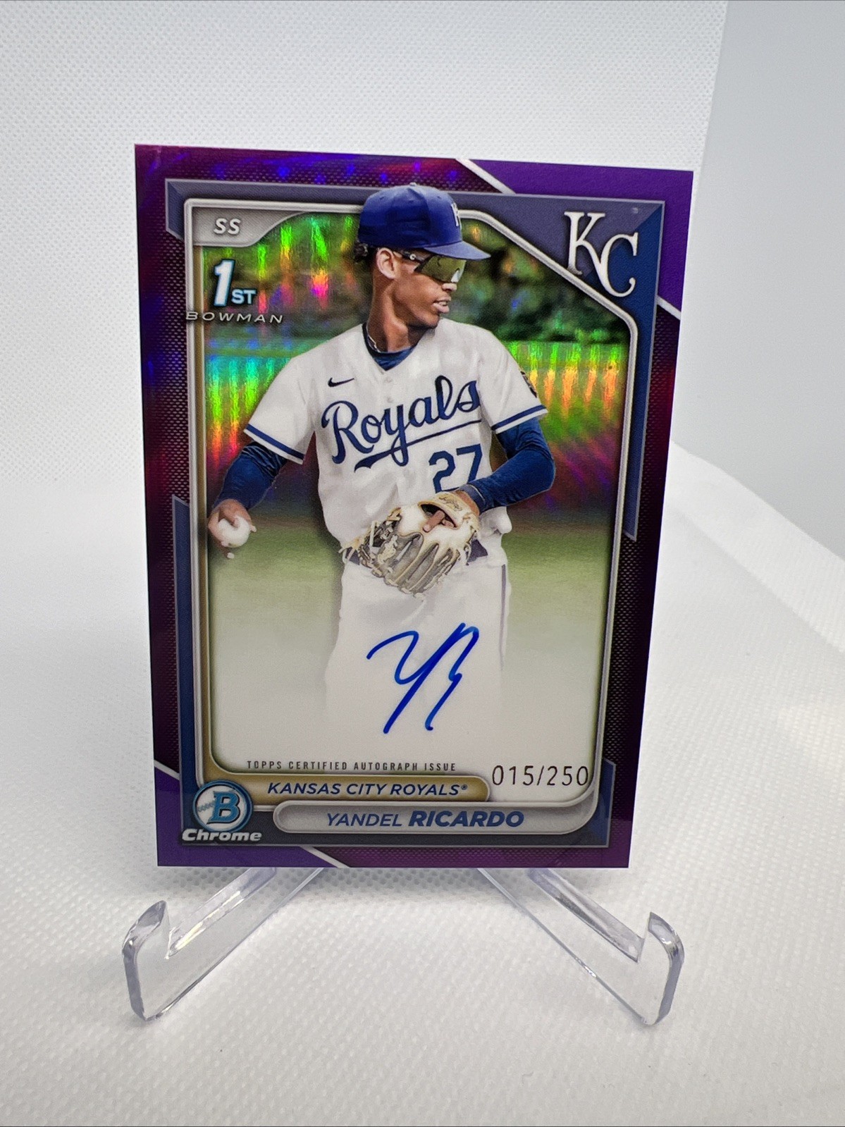 2024 Bowman Chrome | Yandel Ricardo | 1st Bowman Purple Auto /250 | Royals