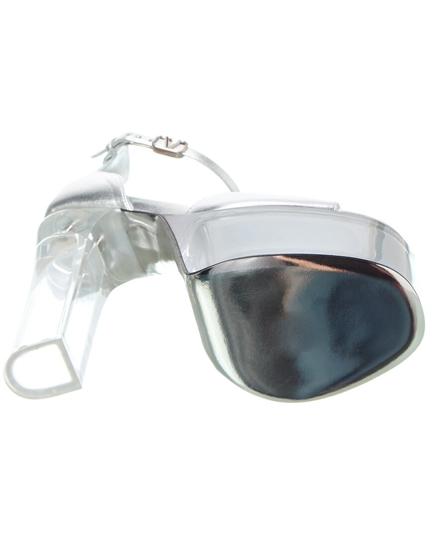 Valentino Vlogo 155 Leather Platform Sandal Women's Silver 40 thumbnail 4