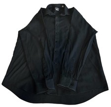Van Heusen Flex Regular Fit Wrinkle Free Black Button Down Shirt 17 34/35