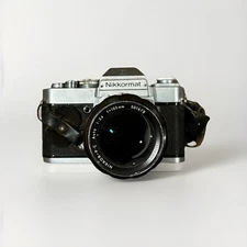 Rare Nikon Nikomat Nikkormat EL Camera with Lense, Mount, And Film