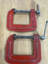 Vintage Stanley H155 2-1/2” x 2-1/2” C-Clamps Matching Pair Made in USA