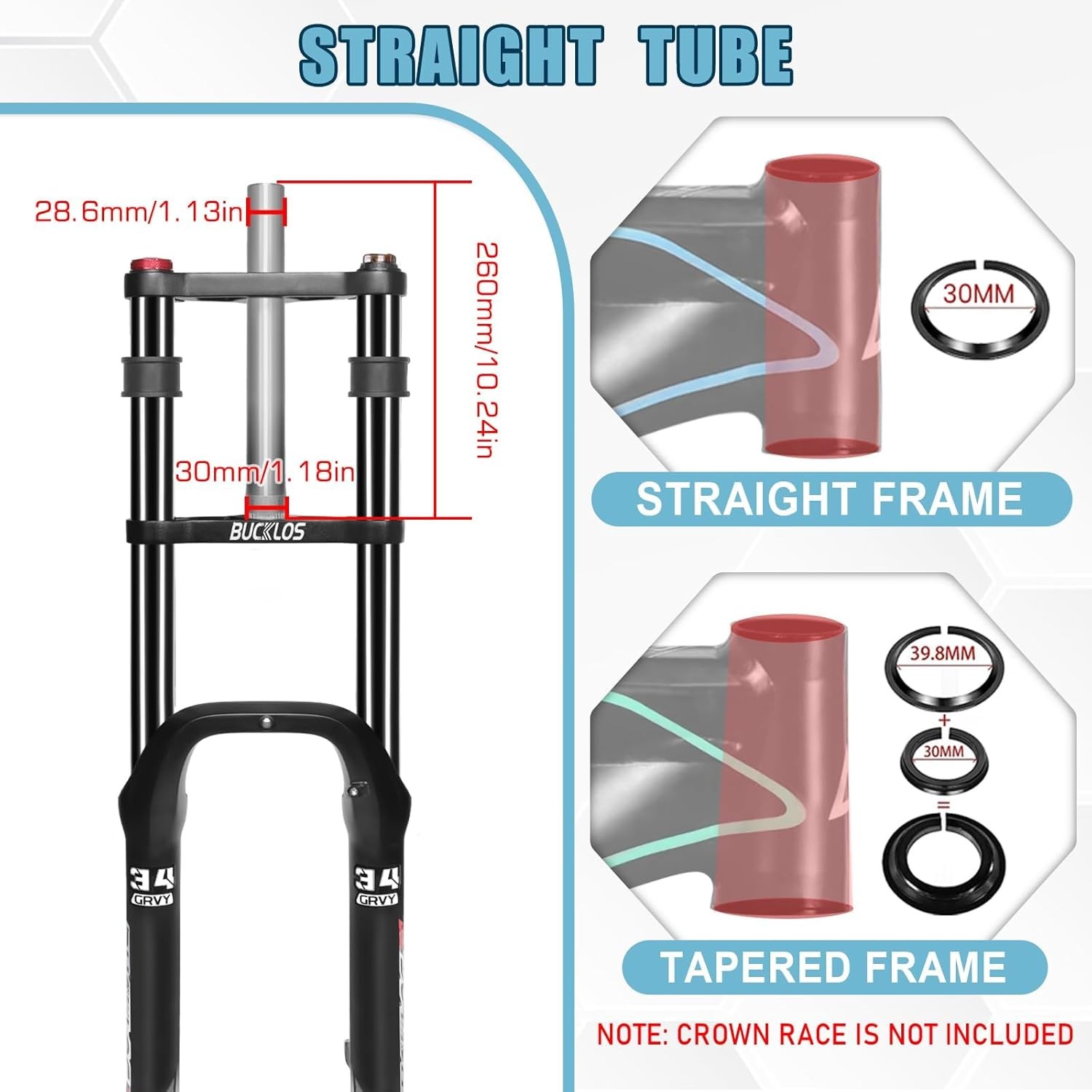 BUCKLOS 26*4.0&rdquo; Oil Suspension Fork Fat Tire Snow Electric MTB Bike 180mm Travel