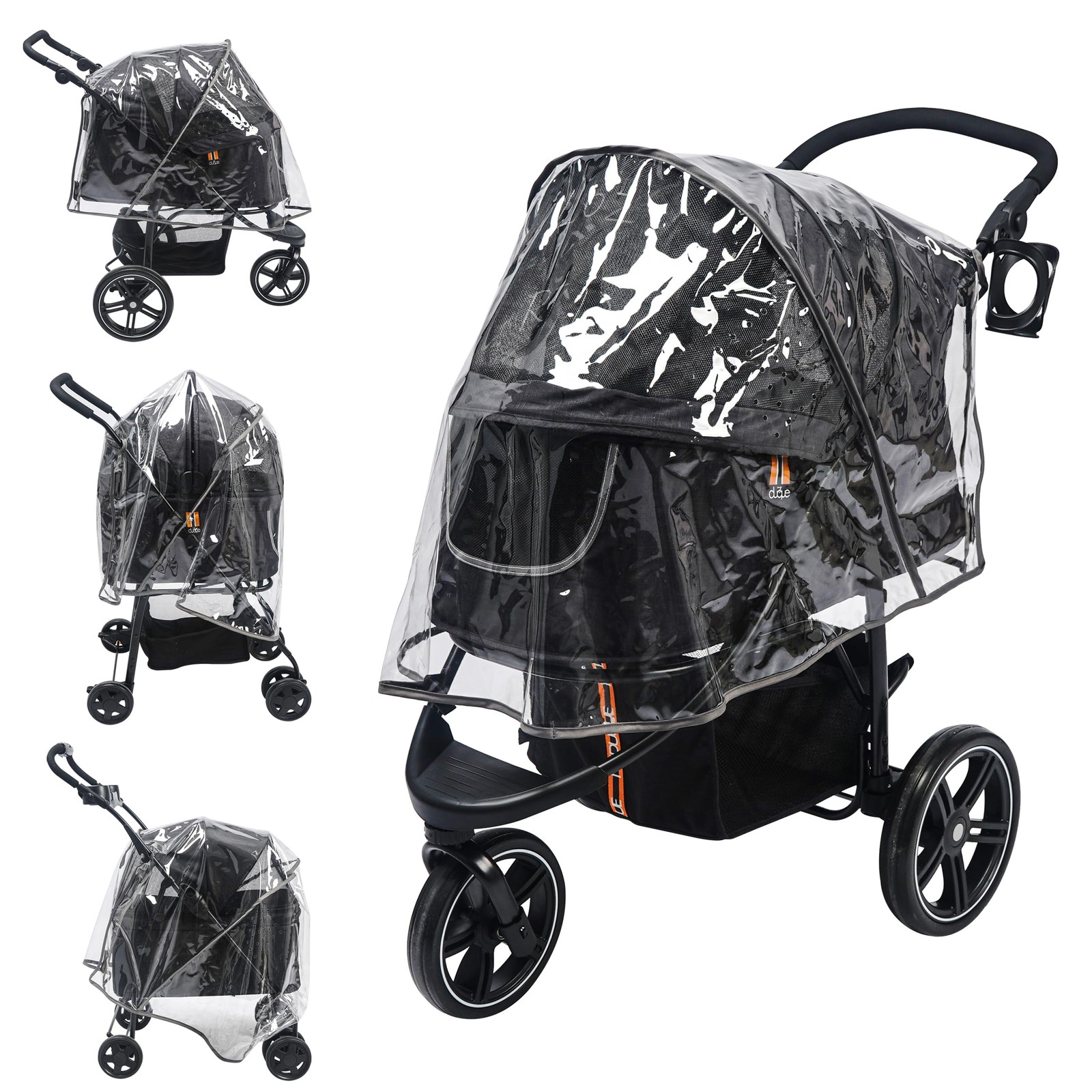 Protection toutes saisons de poussette pour chiens en PVC premium XL