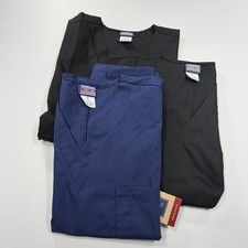 NWT Cherokee Scrub Tops Lot Blue Black Unisex XL V Neck Medical Workwear