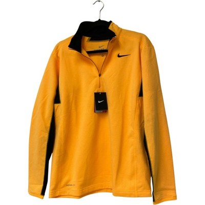 Nike Sweatshirt Mens M Orange Therma Fit Fluorescent  1/4 Zip Long Sleeve NWT